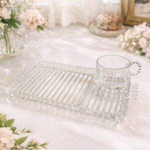 1950s Hazel Atlas Smoke & Sip Cocktail Tray with Glass | Mid Century Barware